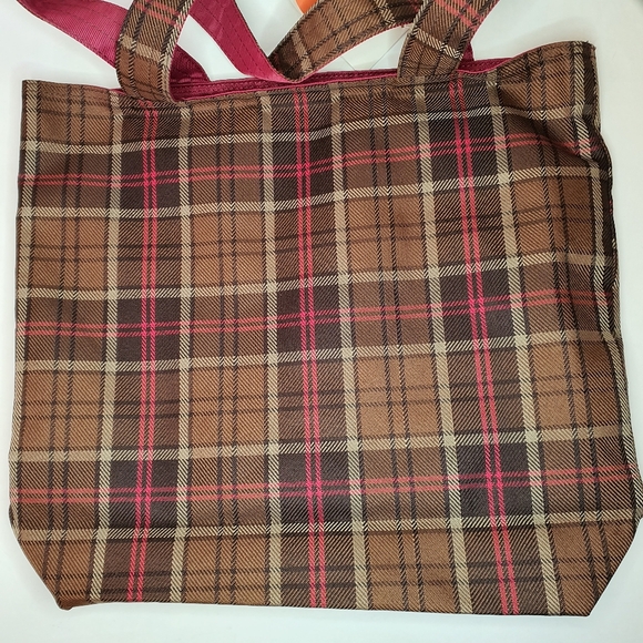 Merrell Large Tote Bag Plaid Brown Reversible tote bag NWT - Picture 3 of 11